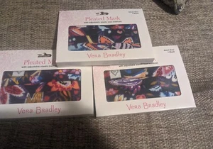 3 NEUE Vera Bradley 100 % Baumwolle Gesichtsmaske FUCHSHOLZ Blumen mit Nasendraht hinter Hals - Bild 1 von 3