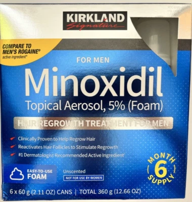 Kirkland Signature  5% Minoxidil Foam For Men Hair Growth Treatment 6x 2.11 cans - Image 1 of 4