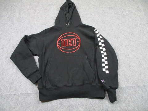 Detroit Pistons Hoodie Mens Small Sweater Black NBA Champion Reverse Weave Cover