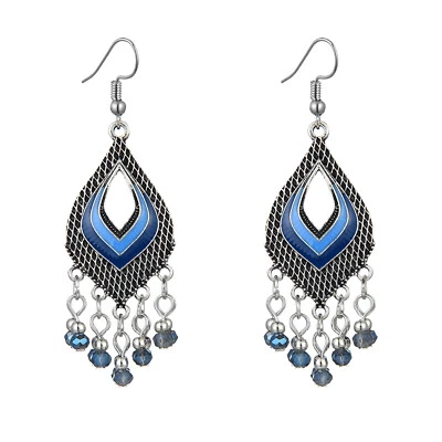 BOHO Seeds Beaded Earrings Fringe Tassel Bohemian Ethnic Dangle Drop Handmade - Image 1 of 4