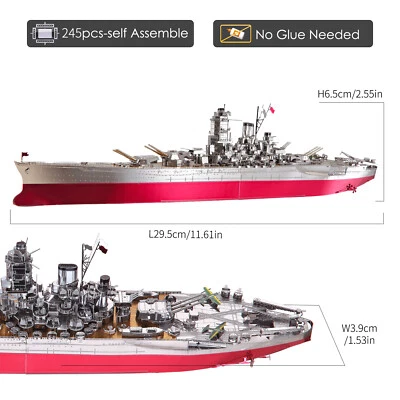 Piececool 3D Metall Schlachtschiff Yamato Modellbausatz + Montage Werkzeug Kit