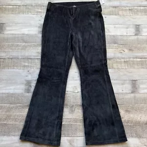 Old Navy Velvet Pant Womens Large Black Flare Leg Full Length Ribbed New - Picture 1 of 16