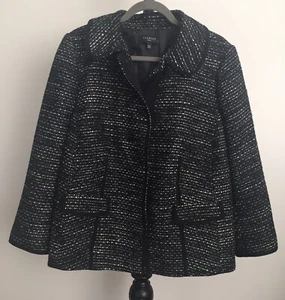 Talbots size 16 jacket with large snap closures black white metallic - Picture 1 of 6