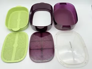 6 Piece Set Tupperware #4145 Oval Microwave Stack Cooker Steamer 10" X 7-1/2" - Picture 1 of 10