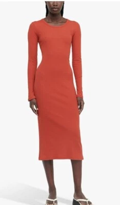 Vestido midi noventa por cento mistura de algodão orgânico com nervuras bordo TAMANHO XS REF CL8 - Imagem 1 de 4