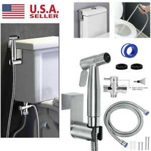 Stainless Steel Handheld Bidet Spray Shower Head Toilet Shattaf Adapter Hose US