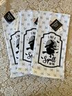 Celebrate Black  White Kitchen Towels x 3 Halloween I put a spell on you. NEW