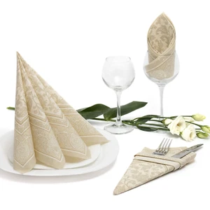 Servietten ROYAL Collection 1/4-fach CHAMPAGNER Ornamente 40 x 40 cm 15,75 x 15,75 Zoll - Bild 1 von 10
