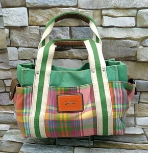 Tommy Hilfiger Handbag Madras Plaid Hobo Purse Leather Trim Y2K - Picture 1 of 16