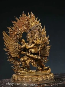 11.8" Antiguo Budismo Tibetano Bronce Dorado Hayagriva Buda Retroiluminación Estatua - Imagen 1 de 9
