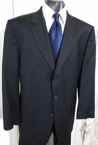 HUGO BOSS SELECTION SUPER 130'S SIZE 48R BLACK 3 BUTTON WOOL SUIT - Picture 1 of 7