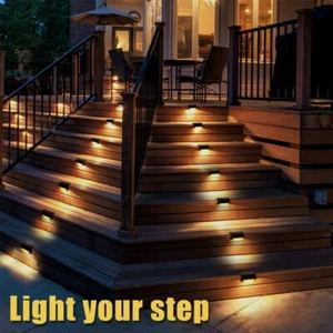 8X Outdoor Solar LED Deck Lights Path Garden Patio Pathway Stair Step Fence Lamp - Picture 1 of 11