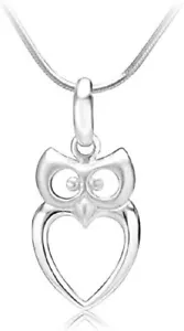 Women's Gift 925 Sterling Silver Owl Bird Heart Shaped Charm Pendant Necklace - Picture 1 of 2