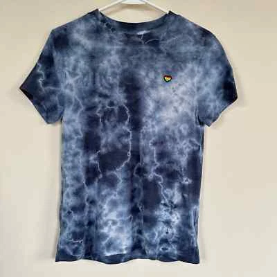  Camiseta Spiritual Gangster Tie Dye Arco Iris Corazón Bordado Manga Corta Azul  Foto 1 de 4