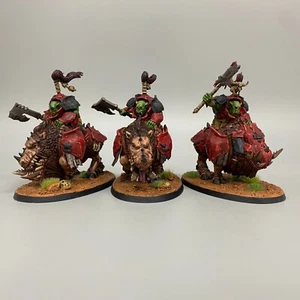 3 GORE-GRUNTAS ORRUK WARCLANS WARHAMMER AOS AGE OF SIGMAR ORCS PAINTED BOARS - Picture 1 of 5