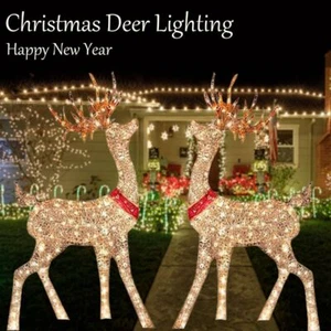 LED Reindeer Family Lamp Christmas Light Deer Garden Ornament Xmas Decor - Picture 1 of 7