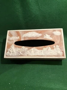 Vintage Incolay Stone 1970’s Brown Tissue Box Cover Romantic Vanity Shabby - Picture 1 of 4