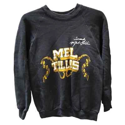 Vintage 80s Mel Tillis Country Music Double Sided Black Sweatshirt Sz Large USA - Image 1 of 4