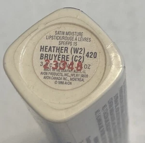 NOS Vintage 1997 Avon Moisture 15 Satin Smooth Lipstick - .13oz - HEATHER - Picture 1 of 5
