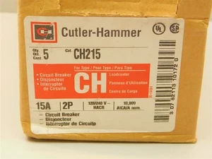 5 Cutler Hammer CH215 2-Pole 15A 120/240VAC Thermal Magnetic Circuit Breakers - Picture 1 of 5