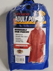 Wende-Regenponcho für Erwachsene Universal rot trocken getragen wasserdicht *LESEN* (T140) - Bild 1 von 7