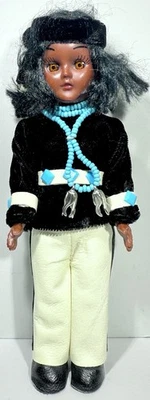 Carlson Dolls Native American Doll Boy with Sleepy Eyes 7 1/4" Tall Vintage - Image 1 of 2