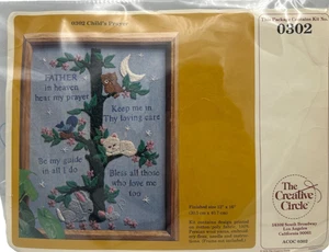 The Creative Circle Kit Childs Prayer Crewel Cats Forest Animals Embroidery Kit - Picture 1 of 5