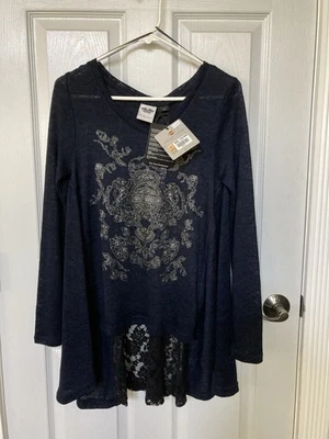 Suéter Harley Davidson Ligero Azul Marino y Encaje Mediano Top!! ¡NUEVO! Foto 1 de 4