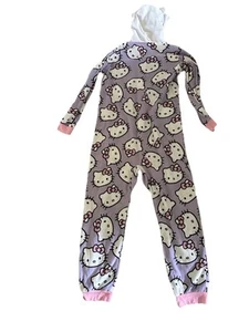 Hello Kitty Union Suit Purple Zipper One Piece Sleeper Pajamas large  10/12 - Picture 1 of 4