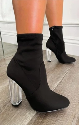 Botines de bambú para mujer 'Nightfall' negros transparentes tacón cremallera talla 9 Foto 1 de 4