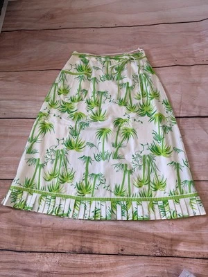 Vintage The Lilly Lilly Pulitzer 60s Label Tropical Palm Trees Maxi Skirt Sz 12 - Image 1 of 4
