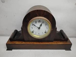 Antico orologio a mantello gobba rovere massello 8 giorni sessioni per ricambi/riparazione - Foto 1 di 17