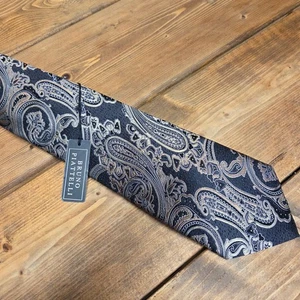 Bruno Piattelli Men's Tie Black Extra Long Length 100% Silk Paisley - Picture 1 of 4