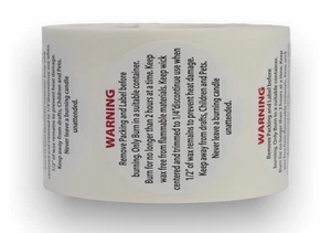 Candle Warning (1.5") Burning Safety Direction Adhesive Stickers 1000 Labels - Picture 1 of 3