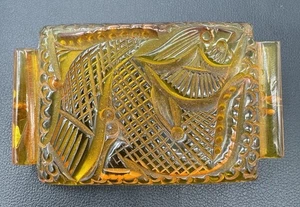 Art Deco französische Kristall Bakelit geschnitzte Fisch Anstecknadel / Brosche - Bild 1 von 5