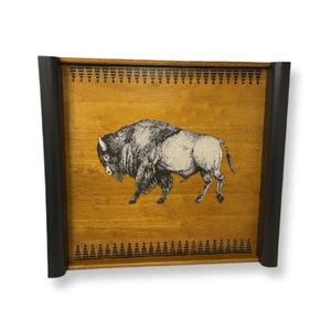 Large Buffalo Serving Tray Solid Wood 17x19in Up-cycled - Picture 1 of 5