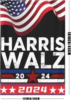 Bandeira Kamala Harris Waltz Garden 12 x 18 polegadas dupla face partido democrata - Imagem 1 de 3