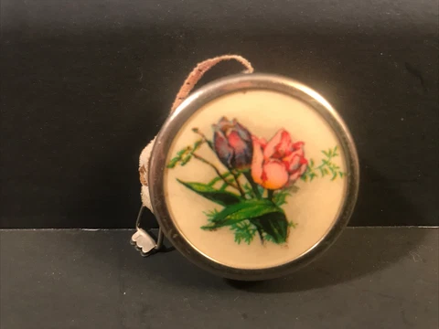 Antique Tape Measure Floral Motifs / Red Celluloid / Germany Circa 1940 / Mini Cover