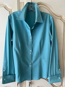 LIZ CLAIBORNE TÜRKISBLAUE LANGARMBLUSE AUS BAUMWOLLE. gr. 12. SEHR SCHÖN! - Bild 1 von 6