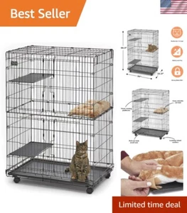 Versatile Cat Playpen - 36"L, 2-Door Access & 4 Locking Wheels for Easy Mobility - Picture 1 of 10