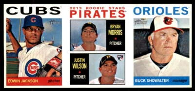 2013 Topps Heritage Panel Edwin Jackson/Bryan Morris-J. Wilson/Buck Showalter Foto 1 de 2