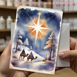 Christmas Greeting Cards w/ Envelope - Set of 6 -5x7 Cards & Envelopes #038 - Picture 1 of 2