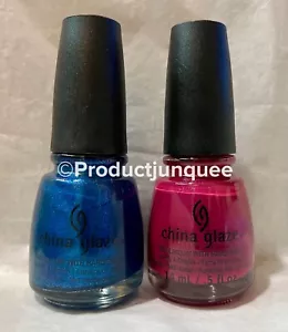 China Glaze Nail Polish LOT Of 2 Blue Iguana & Flying Dragon - Picture 1 of 18