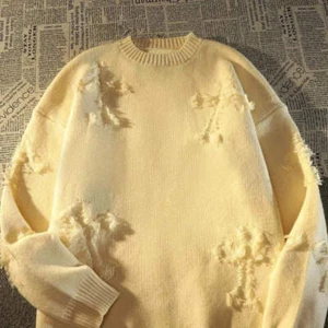 2023 Retro Y2K Fringed Sweater - Men's Loose Streetwear Knit Pullover | Trendy H - Picture 1 of 25