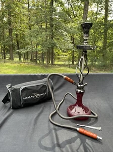 Sahara Smoke 24" Ruby & Gun-Metal Hookah Set New W/ Carrying Case & Vortex Bowl - Picture 1 of 10