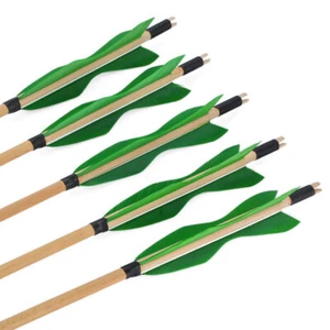 6/12pcs 31" Wooden Arrows Turkey Feather Traditional Archery Longbow Recurve Bow - Picture 1 of 33