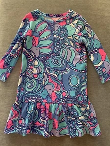 Girl’s LILY PULITZER Blue/Pink Cotton Spandex Long Sleeve Dress -size Large - Picture 1 of 2