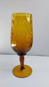 VINTAGE TALL AMBER EMPOLI OPTIC ART BRANDY SNIFTER/ GOBLET/ VASE MCM - Picture 1 of 8