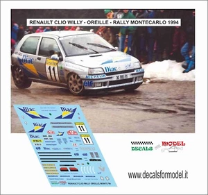 DECALS 1:43 RENAULT CLIO 16V DIAC OREILLE RALLY MONTECARLO 1994 - Foto 1 di 1