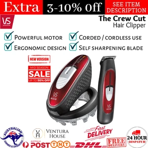 Mens Hair Clippers Trimmer Crew Cut Hair Home Rechargeable Shaver Grooming Red - Picture 1 of 12